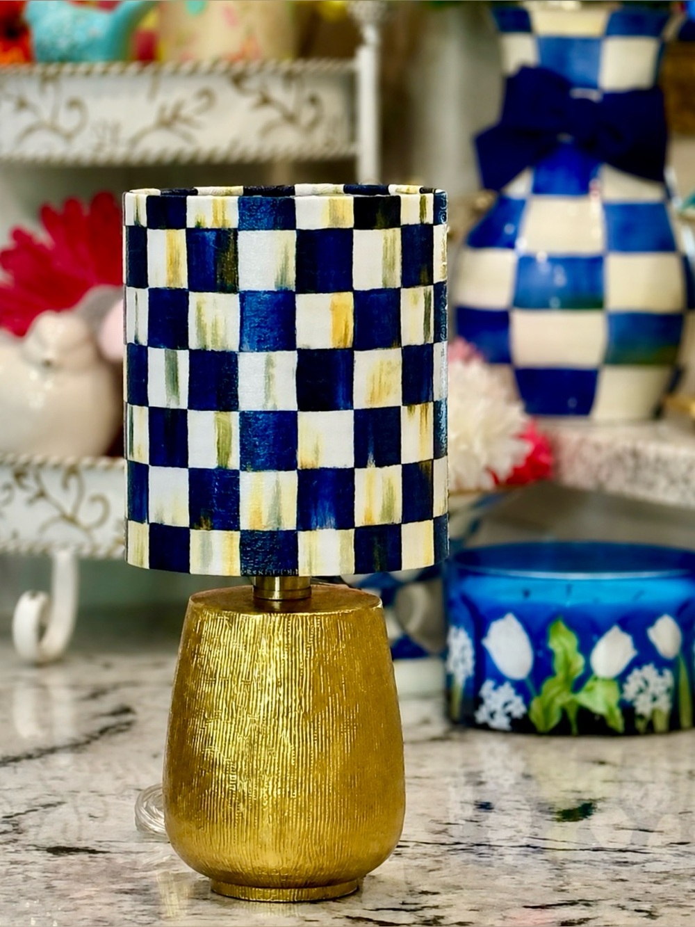 Hand Crafted Royal Check Small Lamp